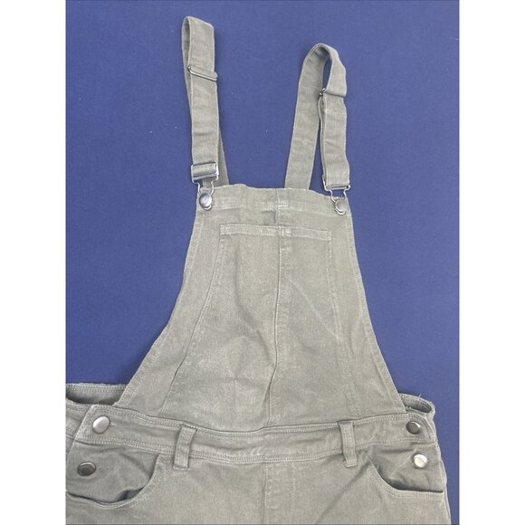 Overall Capri Raw edge Olive Green Suspender style back distressed L Olivaceous - Picture 5 of 10
